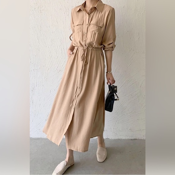 boutique Dresses & Skirts - Shirt DressWomen Solid Long Sleeve Japan Style Elegant NWOT